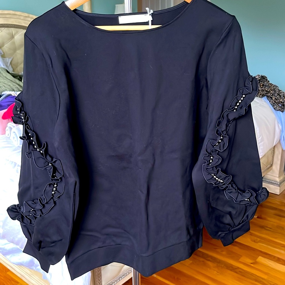 Anne Fontaine brand new black blouse with rag